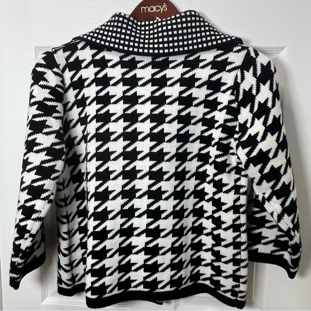 Sioni women Black and White Houndstooth Cardigan sweater blazer size Small - Picture 9 of 12